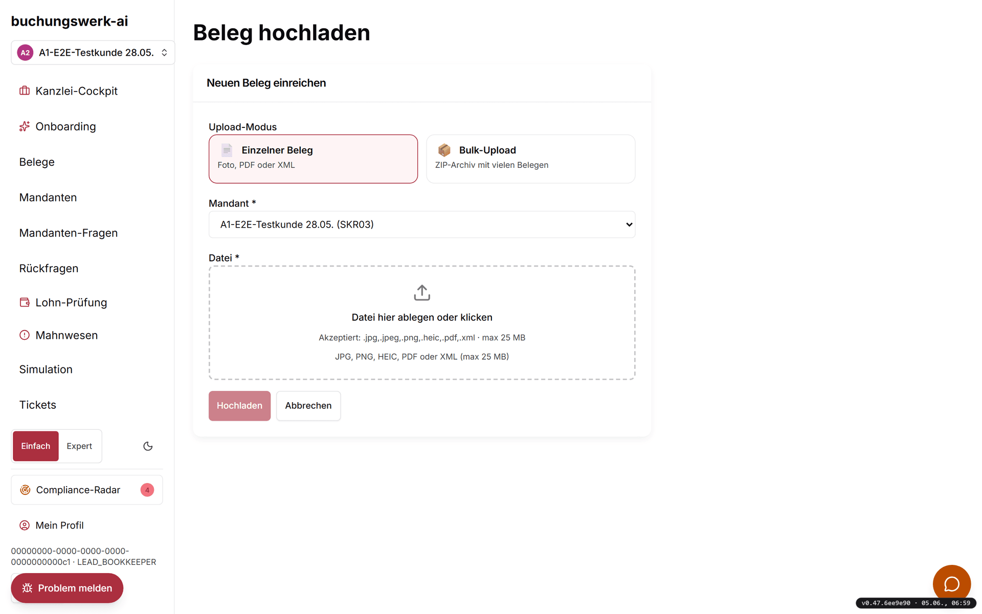 Upload-Dropzone mit vier Methoden