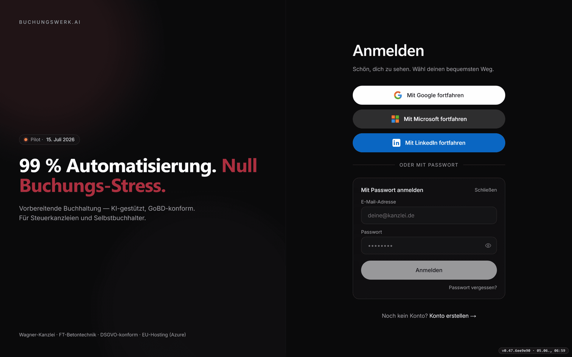 E-Mail-Eingabe mit aktivem Link-senden-Button
